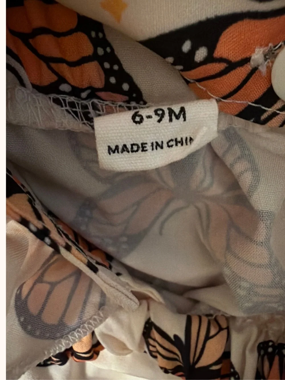 Cream & Orange Butterfly Ruffle-Strap Baby Romper